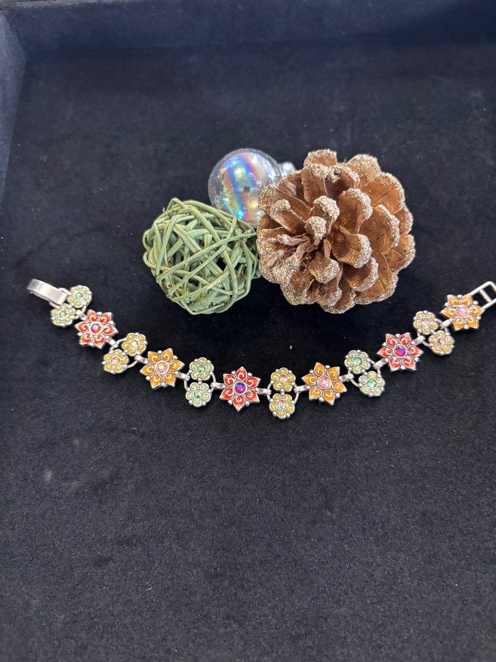 Brighton Garden of Eden Multicolor Floral Enamel Link Bracelet